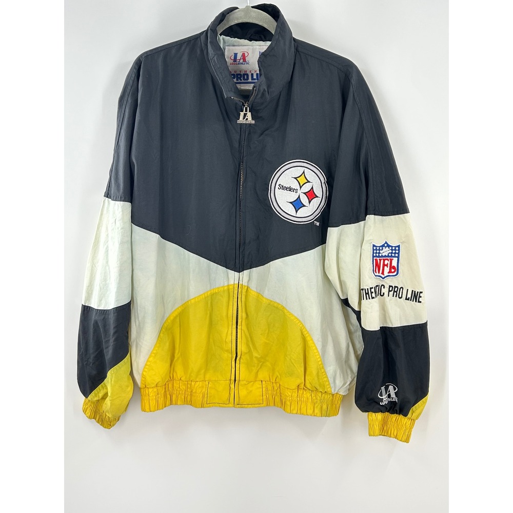 Vintage Pittsburgh Steelers Logo Athletic NFL Pro Line Windbreaker Jacket Black